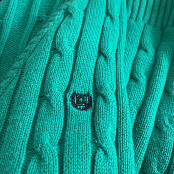 Ralph Lauren green cable logo v neck sweater - Picture 9 of 9
